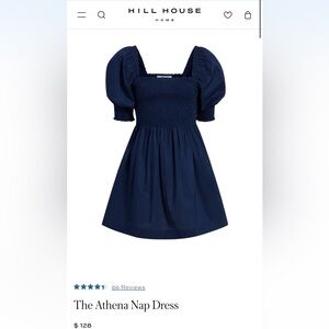 Hill House light blue and silver gingham Puff-Sleeve Smocked Mini Dress